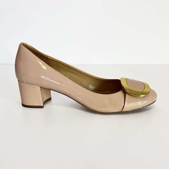 MICHAEL Michael Kors Pauline Pink Patent Leather Low Block Heel Pumps - Picture 2 of 8